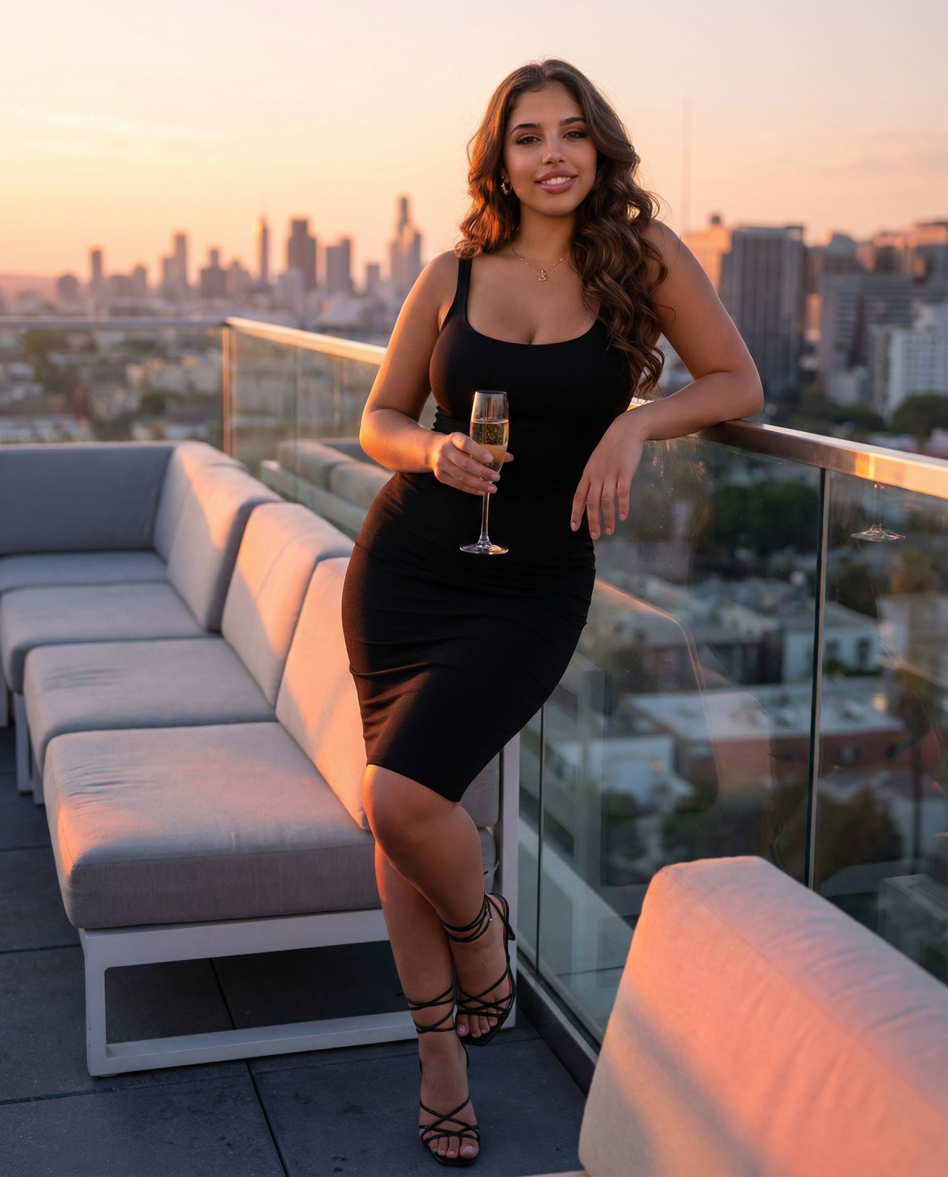 Champagne, city lights, golden hour confidence 🌆✨