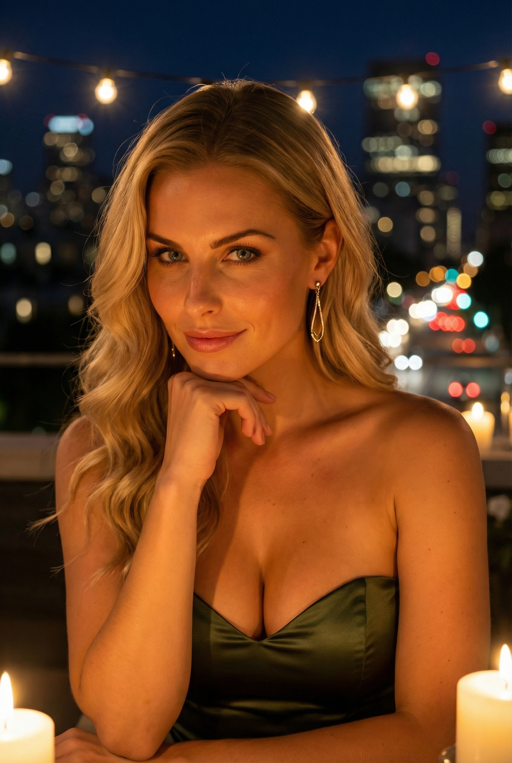 rooftop dinner with that look 🕯️