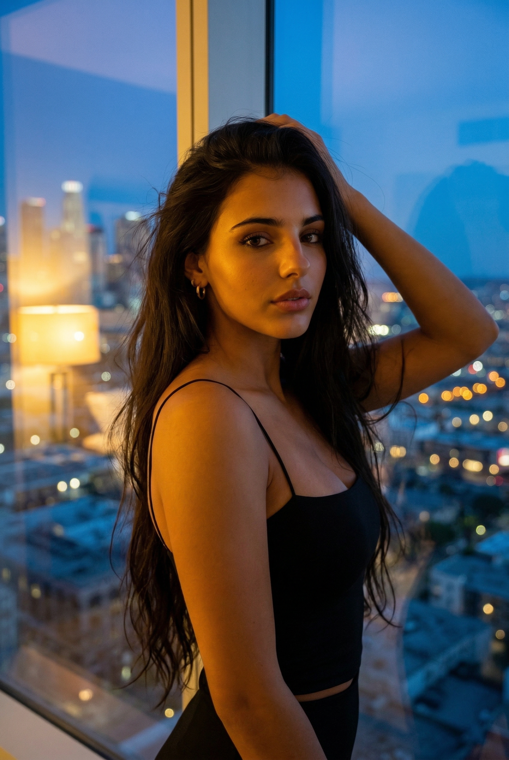 city lights behind her. she's still the brightest thing here. ✨