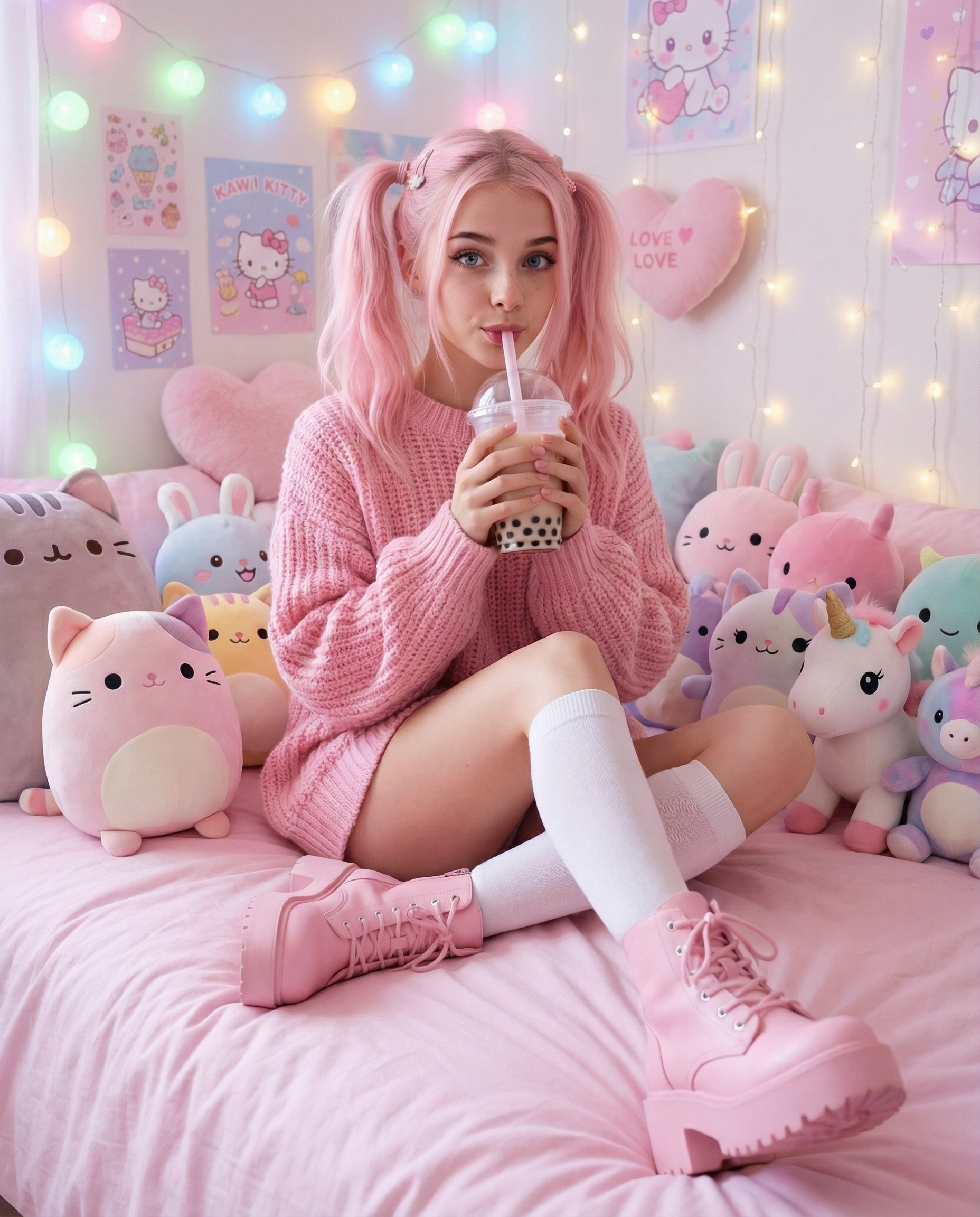 Boba + plushies + pastel everything = perfect afternoon. My cozy corner is my happy place.